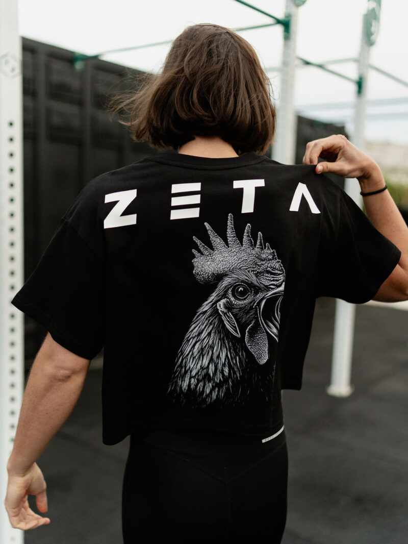 Oversize Heavy CROP T-Shirt Woman Black Rooster