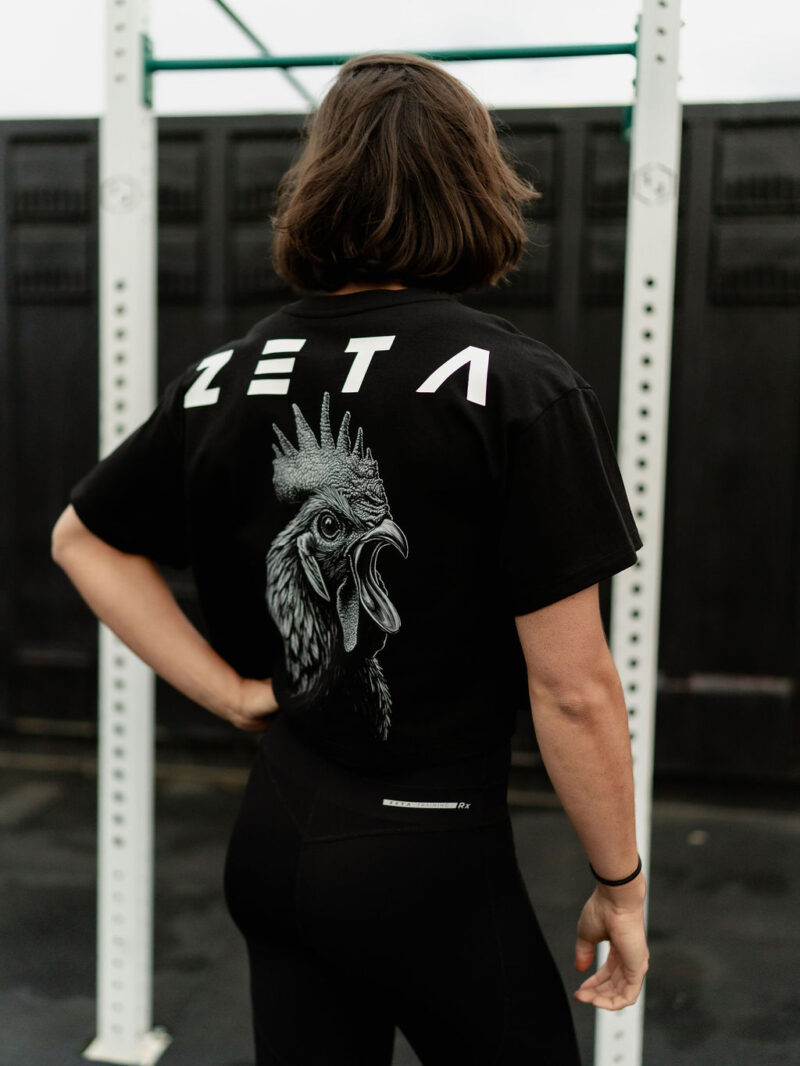 Oversize Heavy CROP T-Shirt Woman Black Rooster