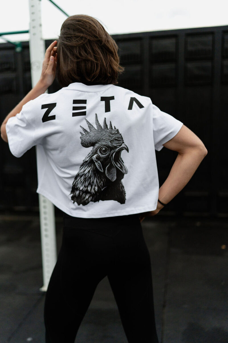 Oversize Heavy CROP T-Shirt Woman White Rooster