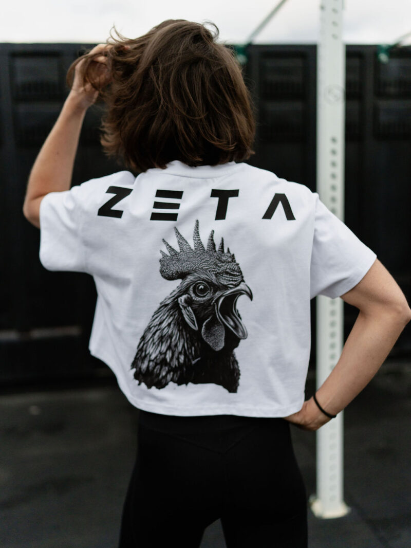 Oversize Heavy CROP T-Shirt Woman White Rooster